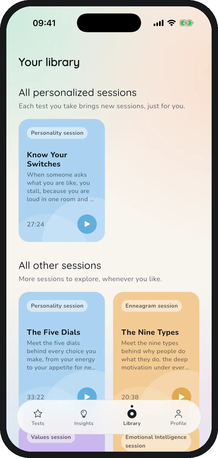 Your library with personalized sessions